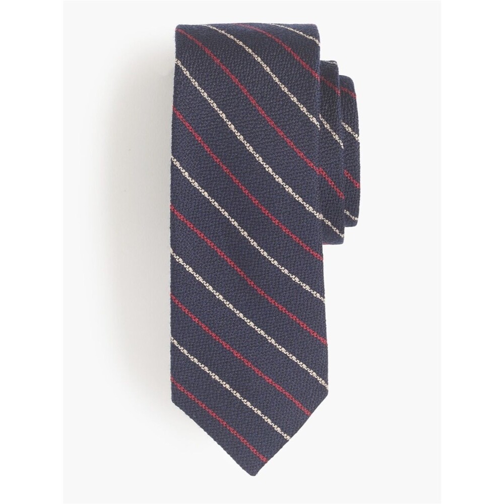 J.Crew Wool Silk Stripe Tie in Atlantic Navy | One Size